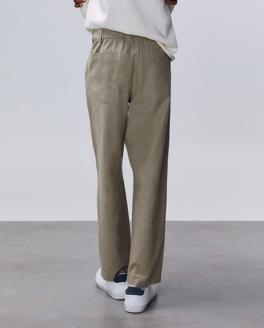 Pantalón lino color topo de hombre · Sfera · El Corte Inglés