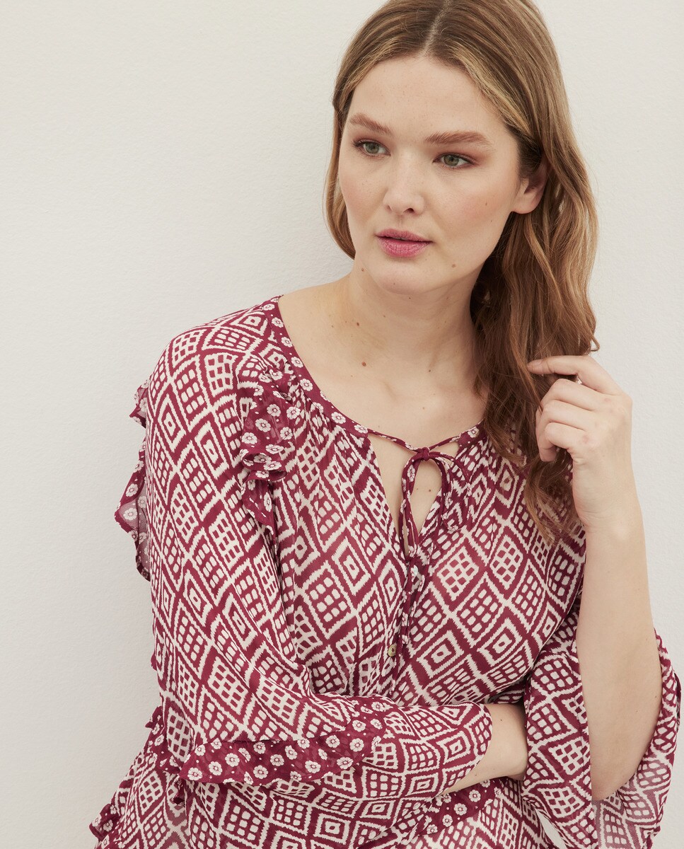 Blusa de gasa estampada de mujer talla grande · Couchel · El Corte Inglés