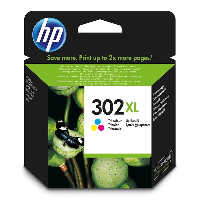 Imagen 0 de Cartucho de tinta original HP 302 XL Alta Capacidad tricolor (F6U67AE)