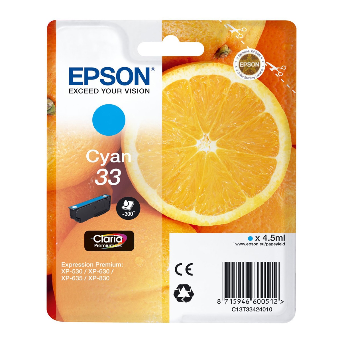 Cartucho original Epson Claria 33 Cian 1