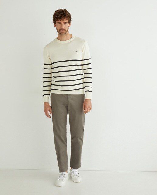 Jersey de hombre de cuello redondo color natural · Gant · El Corte Inglés