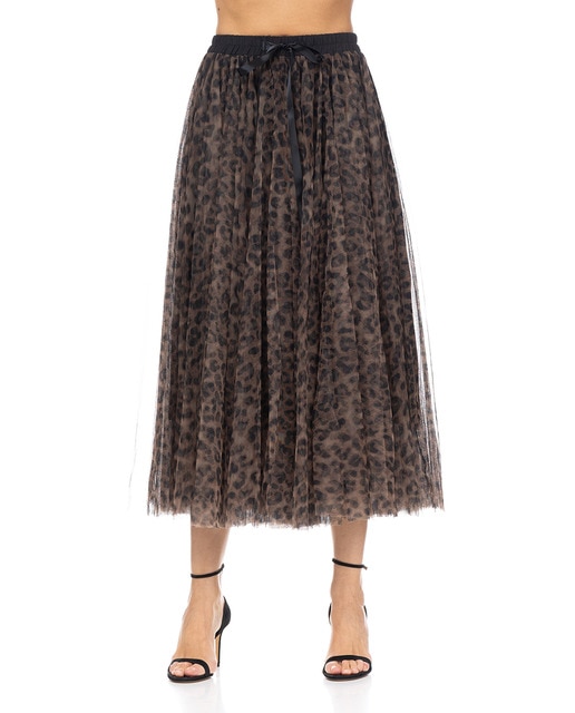 Imagen 0 de Falda larga con estampado de leopardo y cintura