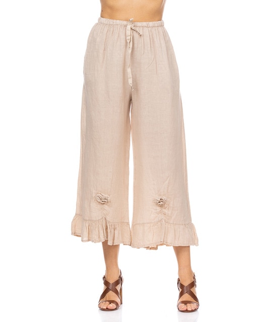 Imagen 0 de Pantalón de lino con volantes en el bajo