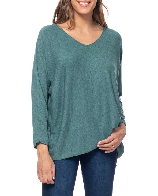 Imagen 0 de Jersey ancho de punto con cuello pico