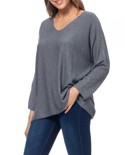 Imagen 0 de Jersey ancho de punto con cuello pico