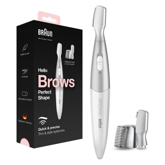 Imagem 0 de Aparador de Precisão Braun Brows FG1106 para Sobrancelhas - Branco e Prateado
