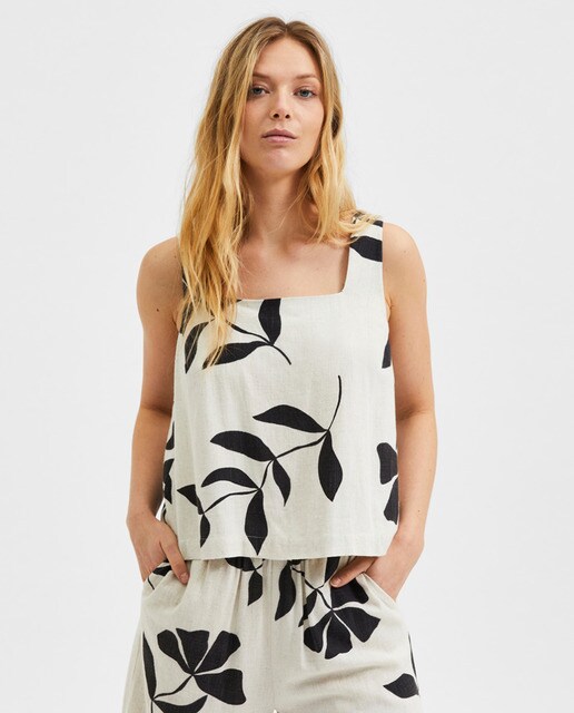 Top de mujer estampado con lino · Selected Femme · El Corte Inglés