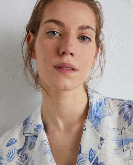 Blusa de mujer manga larga estampada 100% lino · Lloyd's · El Corte Inglés