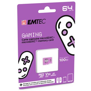 Emtec Scheda MicroSD 64GB + Adattatore | Classe 10 U3 V30 | Lettura 85 MB/s | Per Smartphone, Tablet, Action Cam | Colori: Nero/Rosso/Giallo