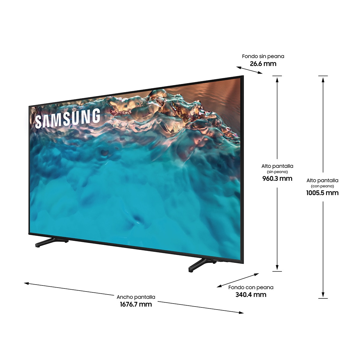 TV LED 189 cm (75") Samsung UE75BU8000 4K Procesador Crystal UHD Smart TV Negro-3