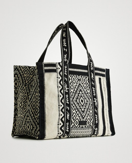 Bolso shopper grande Bianca Hanover de estilo étnico en algodón bicolor ·  Desigual · El Corte Inglés