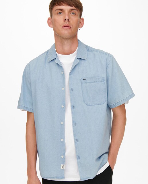 Camisa vaquera de hombre regular de manga corta · Only \u0026 Sons · El Corte  Inglés