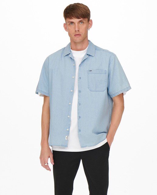 Camisa vaquera de hombre regular de manga corta · Only \u0026 Sons · El Corte  Inglés