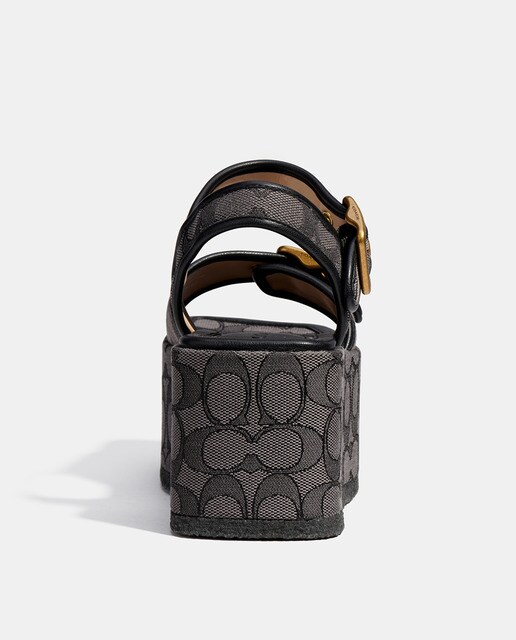 Sandalias de plataforma de mujer en negro con estampado de la marca · Coach  · El Corte Inglés