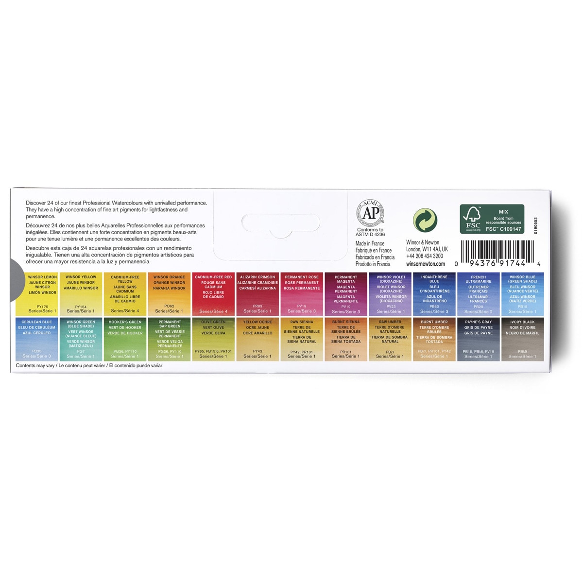 Caja Metálica de 24 Medio Godets de Acuarela Winsor & Newton Multicolor 4