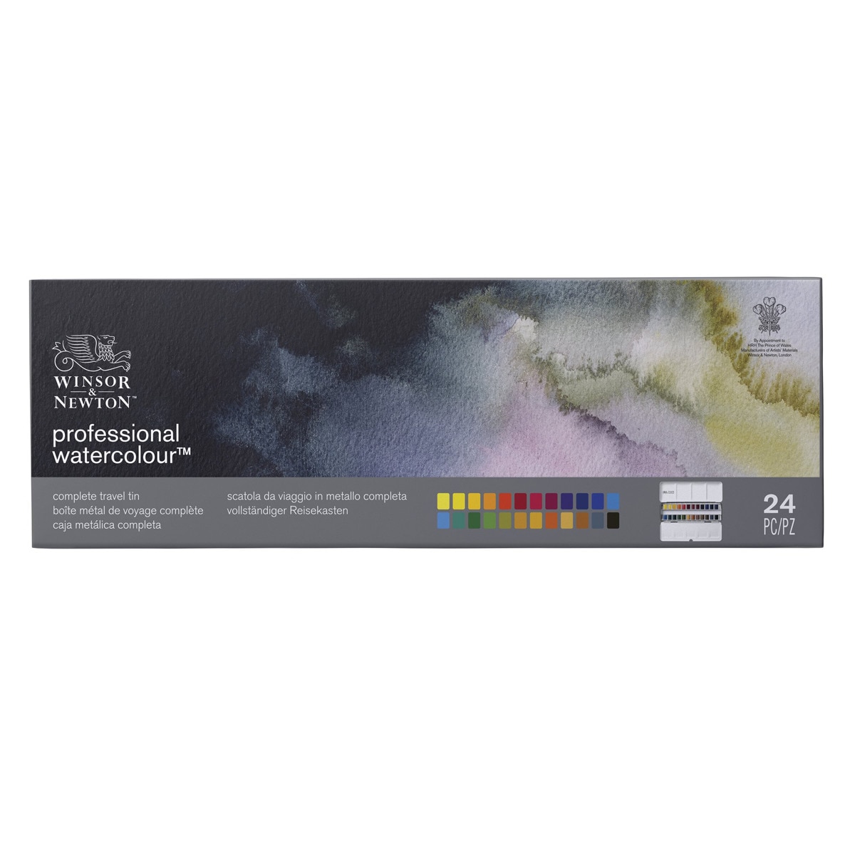 Caja Metálica de 24 Medio Godets de Acuarela Winsor & Newton Multicolor 2