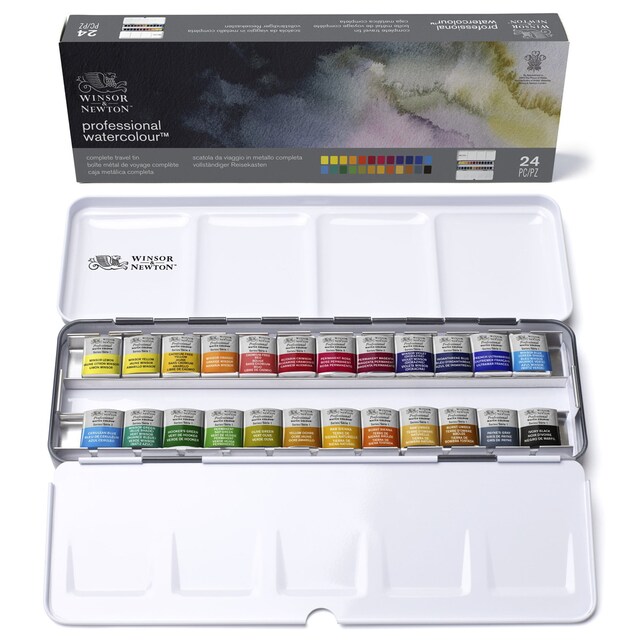 Imagen 0 de Caja Metálica de 24 Medio Godets de Acuarela Winsor & Newton Multicolor