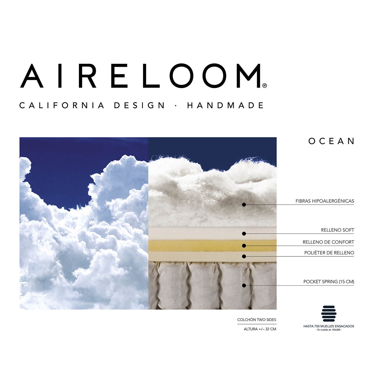 Colchão de molas ensacadas Ocean Aireloom 6