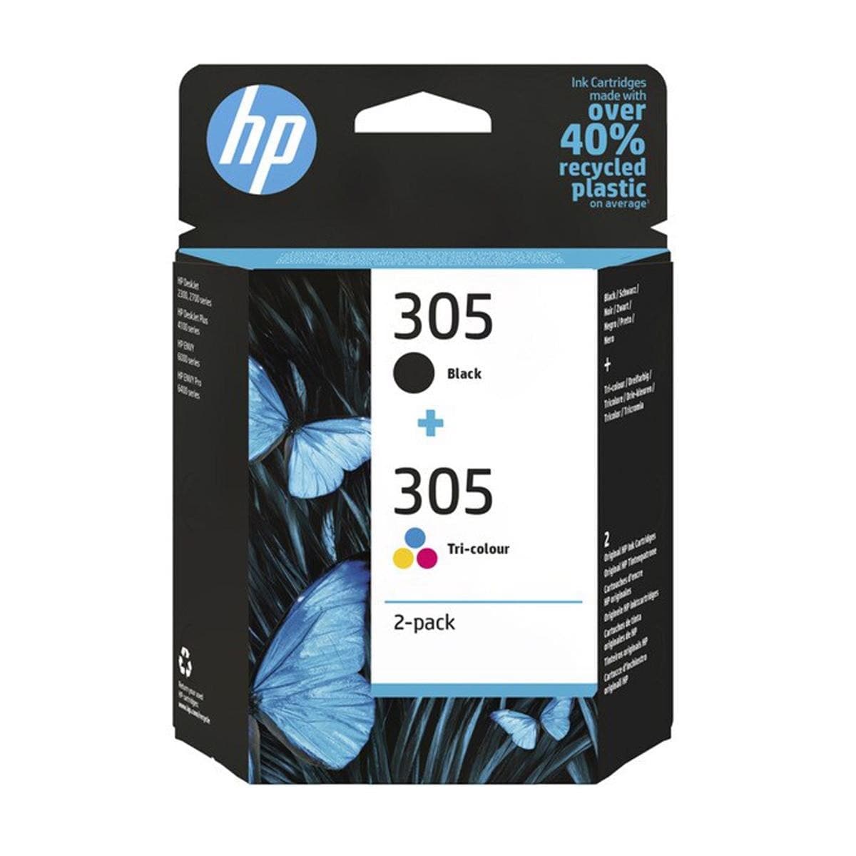 Pack 2 Tinteiros HP Original 6ZD17AE 395 Tricolor/Preto, Alto Rendimento 1