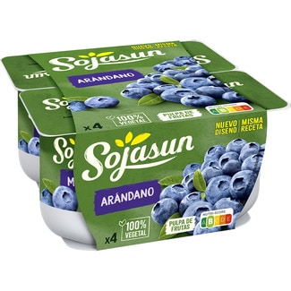 especialidad vegetal de soja con arándanos sin gluten sin lactosa pack 4 unidades 100 g - Sojasun