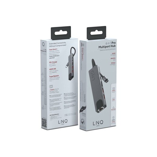 Hub Linq 6 em 1 PRO USB-C Multiport - Cinzento 4