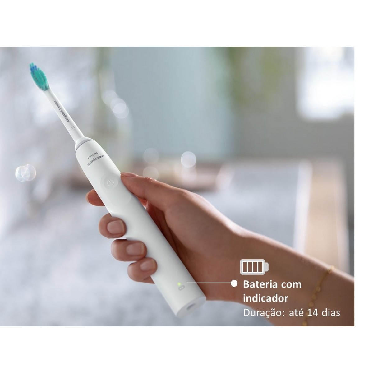 Escova de Dentes Elétrica Philips S2100 HX3651/13 com Tecnologia Sónica - Branca Branco-4