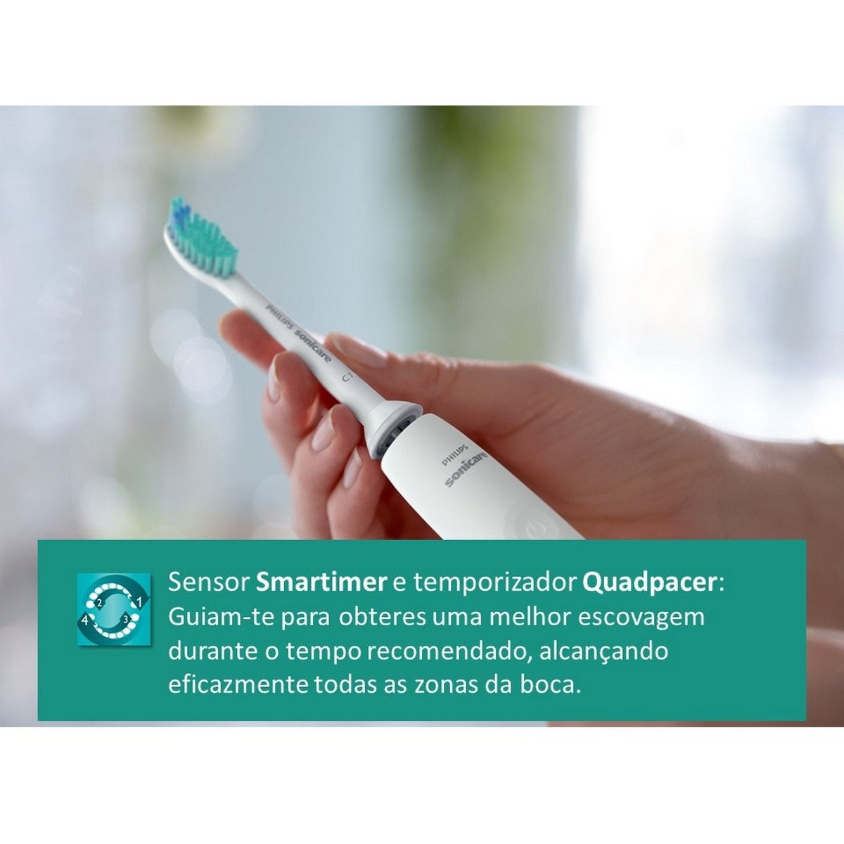 Escova de Dentes Elétrica Philips S2100 HX3651/13 com Tecnologia Sónica - Branca Branco-3