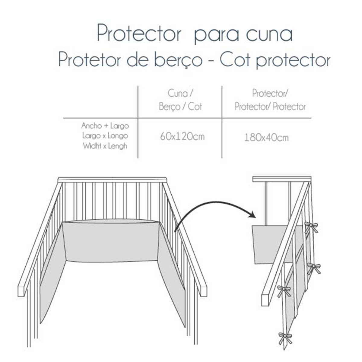 Bumper Básico 40*180 cm Estrelas Azul-claro-5