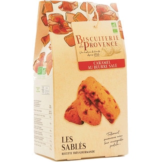 Les Sablés Bolachas com Caramelo Salgado Biológicas embalagem 120 g - Biscuiterie De Provence