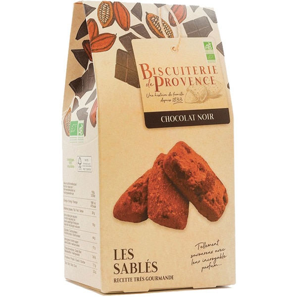 Les Sablés Bolachas com Chocolate Preto Biológicas embalagem 120 g