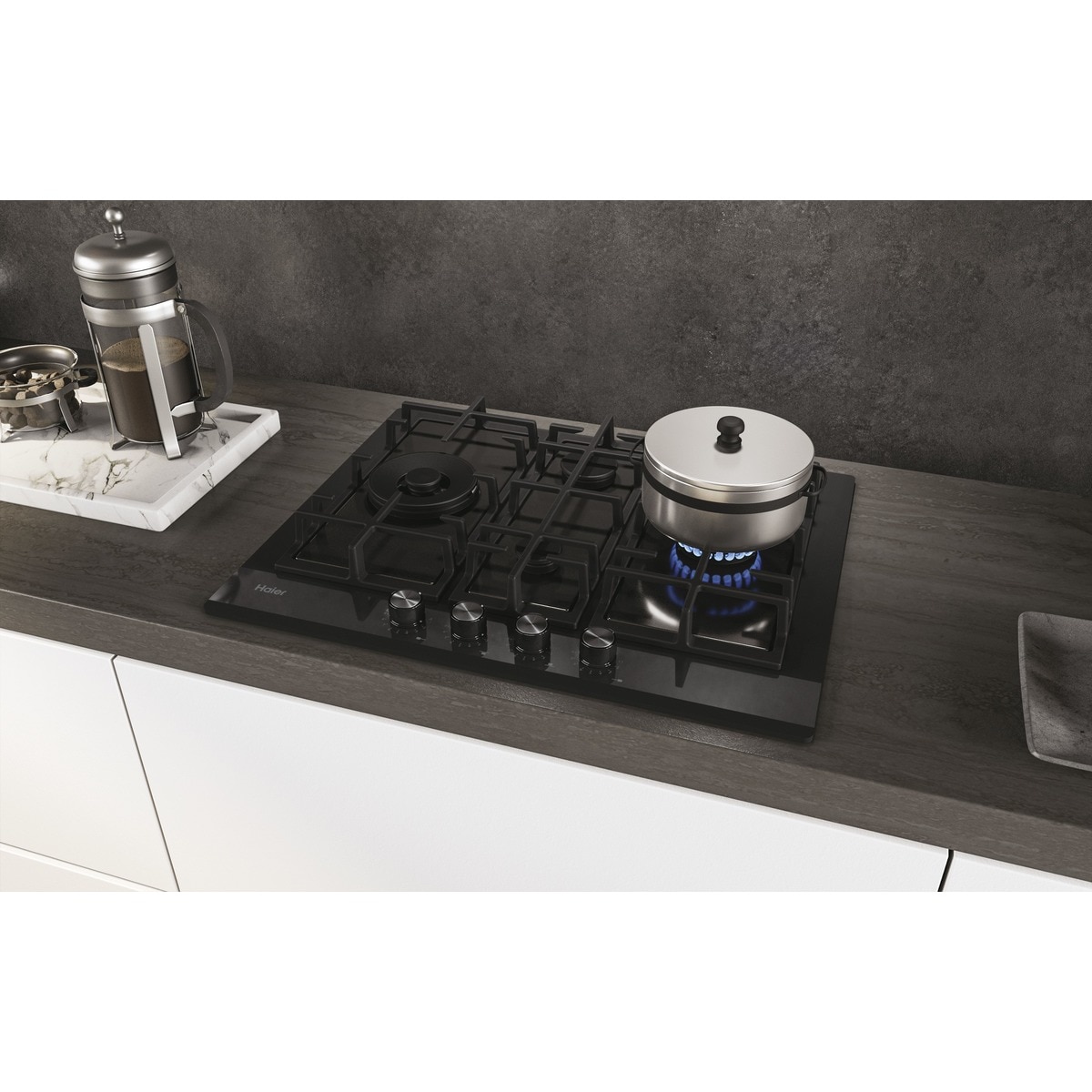 Placa gas Haier 4 quemadores cristal negro - HAVG5D4HB Cristal negro-7
