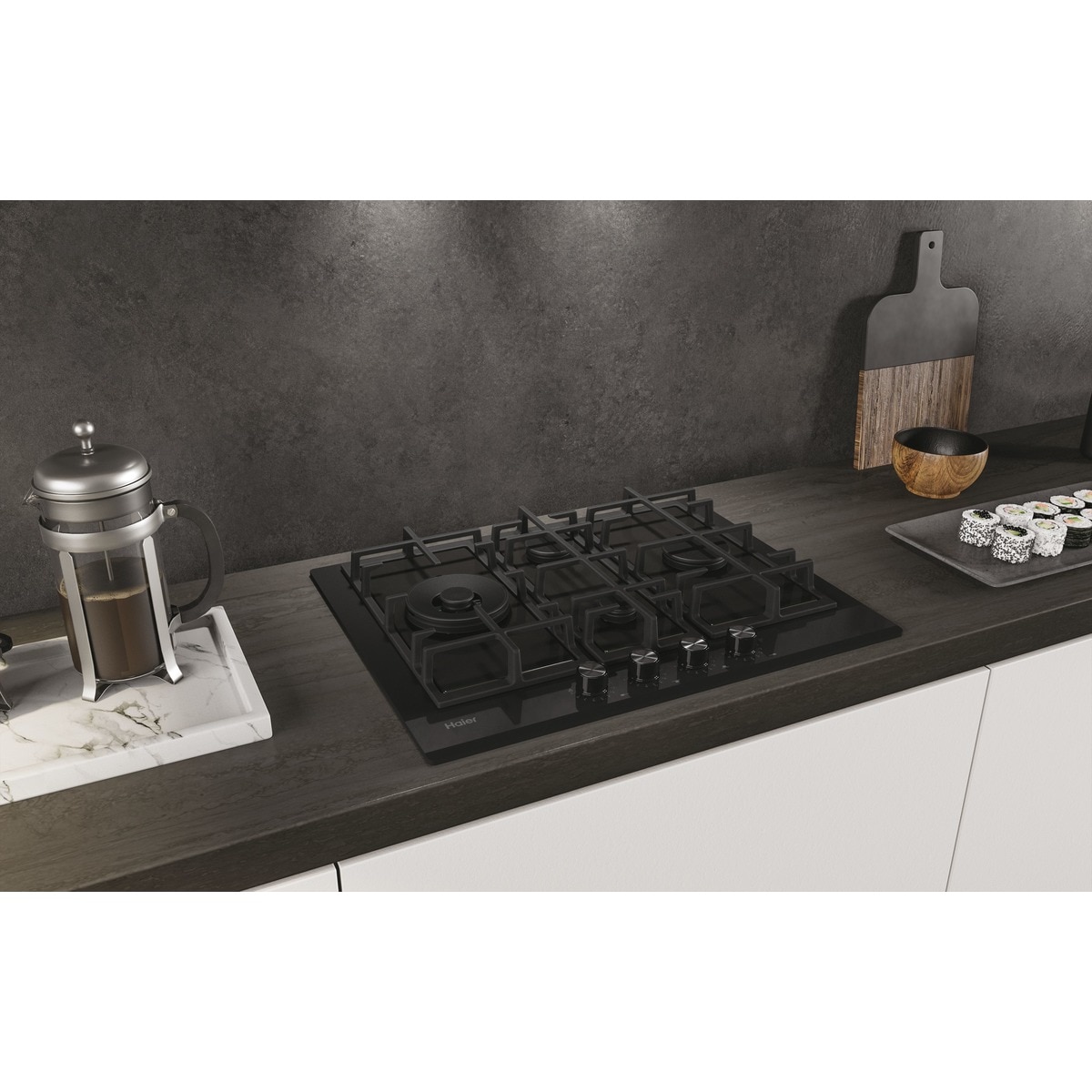 Placa gas Haier 4 quemadores cristal negro - HAVG5D4HB Cristal negro-6
