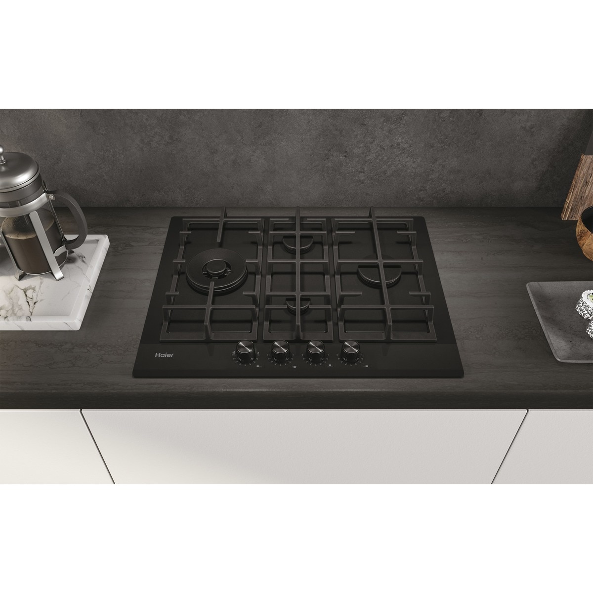 Placa gas Haier 4 quemadores cristal negro - HAVG5D4HB Cristal negro-5