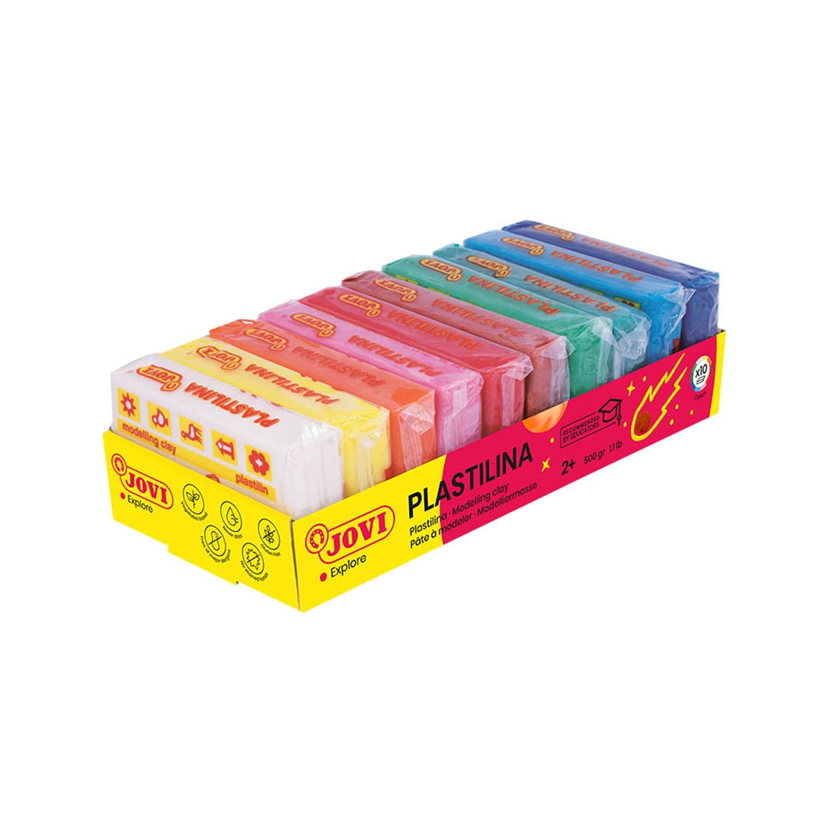 Bandeja 10 Pastillas de Plastilina Jovi 50gr Colores Surtidos Multicolor-1