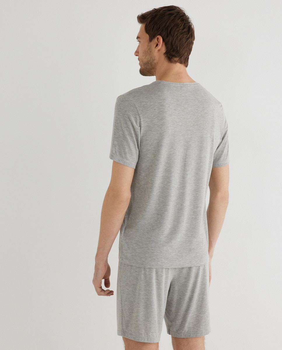 T-shirt de pijama de micro modal cinzento-claro com manga curta Cinzento-claro-2