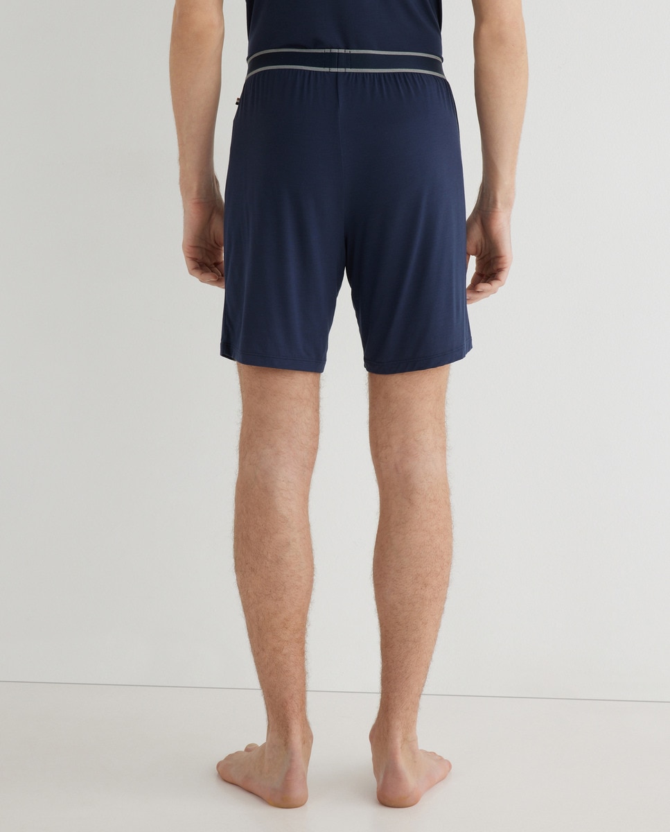 Calções de pijama em micro modal azuis Azul-marinho-3