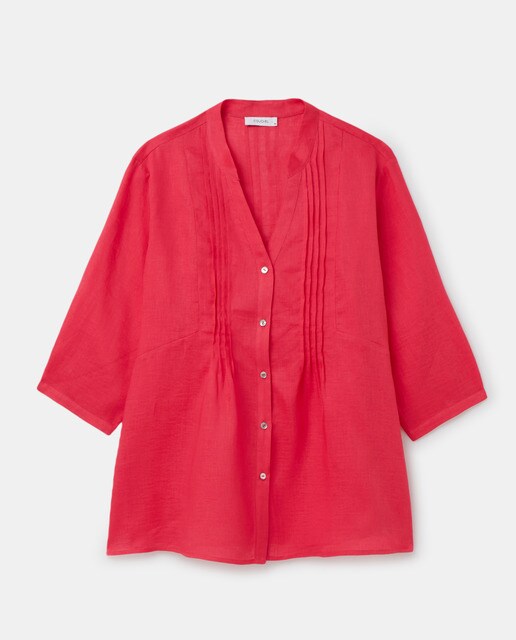 Blusa de mujer talla grande en lino con jaretas · Couchel · El Corte Inglés