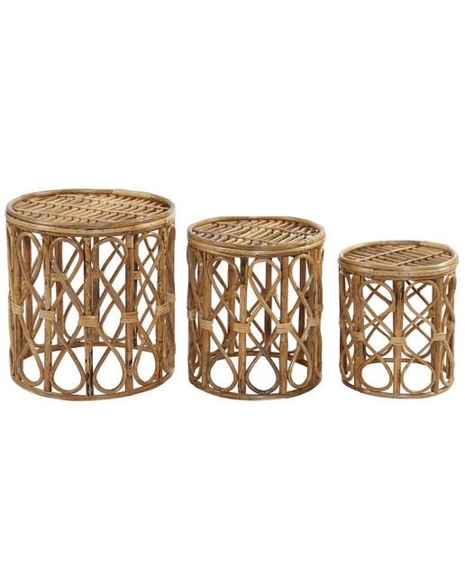 Imagen 0 de Pack 3 mesita auxiliar mimbre