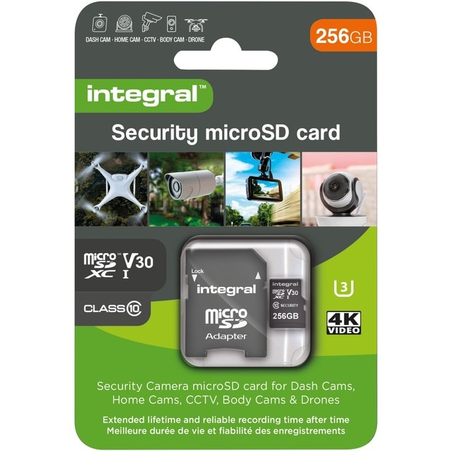 Imagem 0 de Cartão Security microSD Card 256GB 4K V30 UHS-1 U3 A1 Class 10