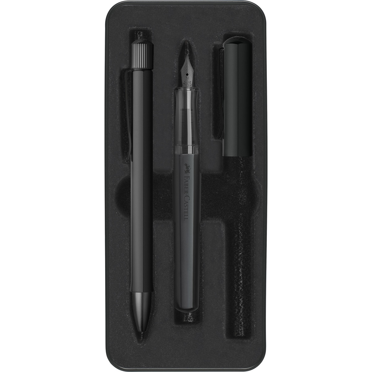 Set de Regalo con Pluma Estilográfica Plumín negro y Bolígrafo con Mecanismo de Giro Faber-Castell Negro 1