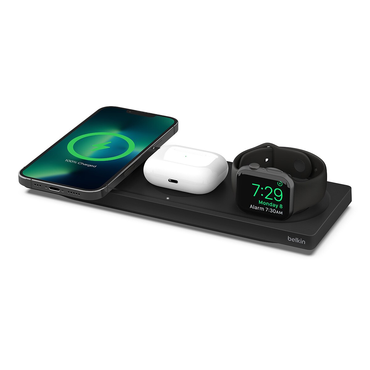 Base de carga inalámbrica Belkin 3 en 1 de 15 W con MagSafe negro Negro-5