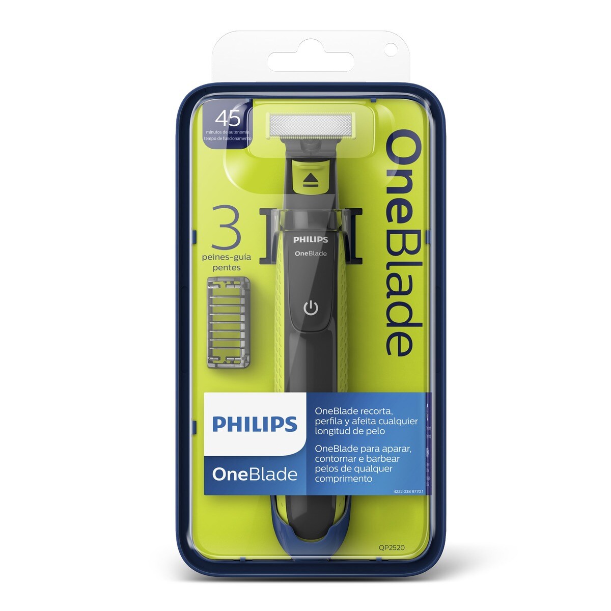 Maquinilla de afeitar Philips OneBlade cara. Recorta, perfila y afeita. 3  peines-guia · El Corte Inglés