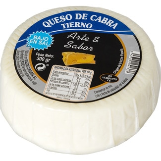 queso de cabra tierno bajo en sal elaborado con leche pasteurizada pieza 300 g - Arte Y Sabor