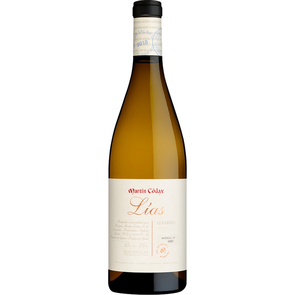 vino blanco albariño sobre lías DO Rías Baixas botella 75 cl