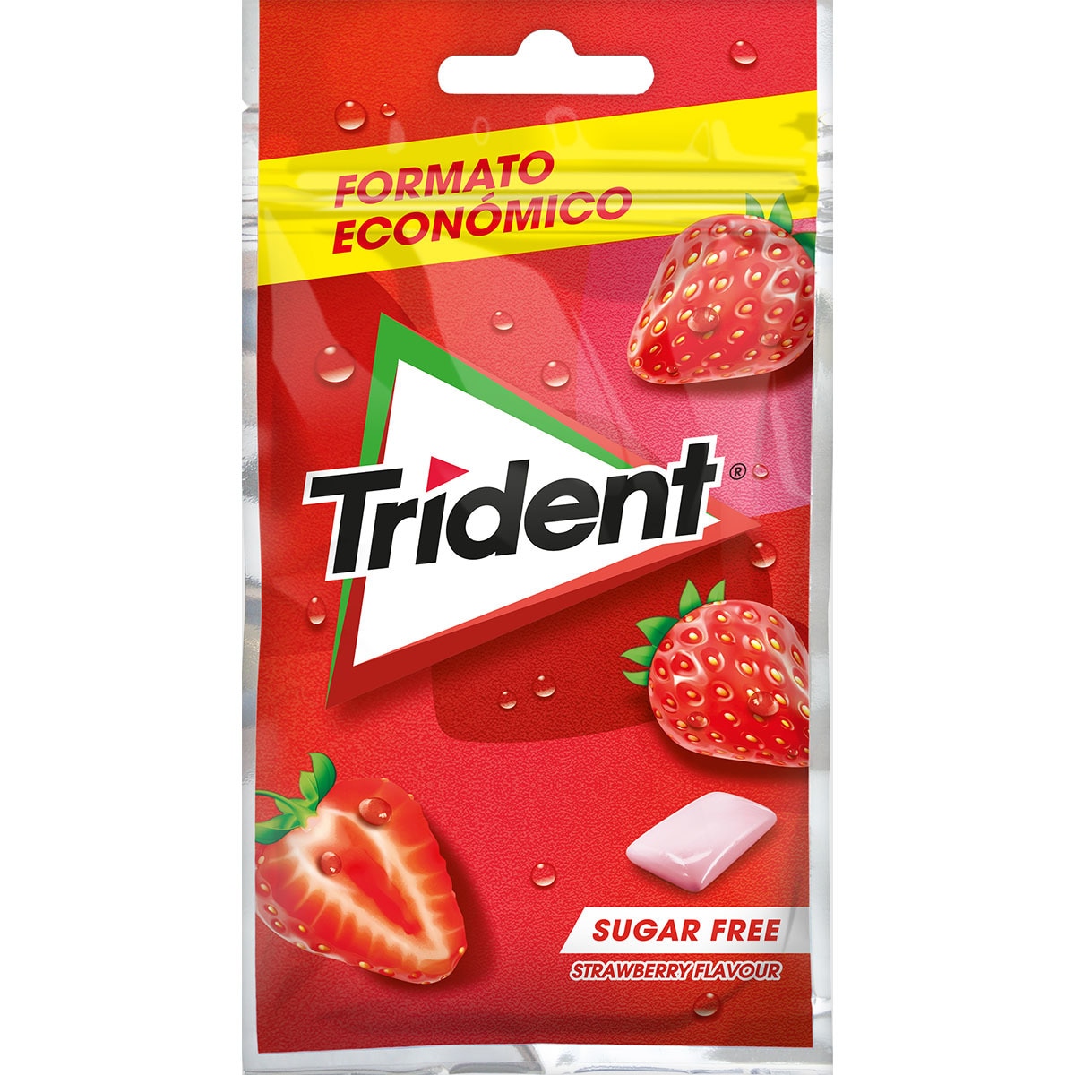 chicles de fresa en grageas sin azúcar bolsa 31 unidades aprox.