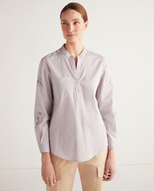 Camisa de mujer cuello mao con bordado de flor · Roberto Verino · El Corte  Inglés