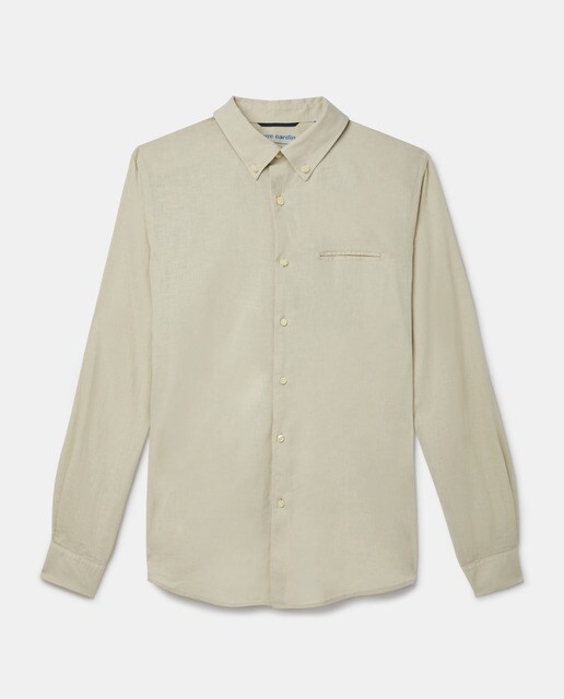 Camisa lino casual lisa de hombre regular beige · Pierre Cardin · El Corte  Inglés