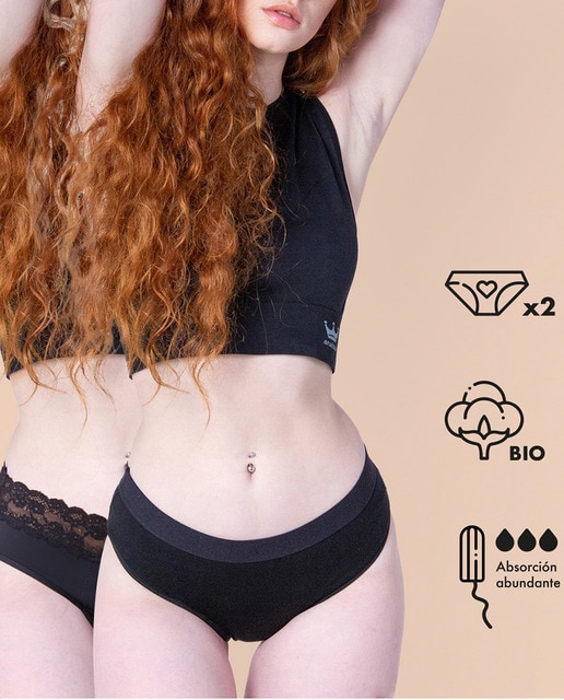 Imagen 0 de Pack 2 bragas menstruales Cloe flujo abundante