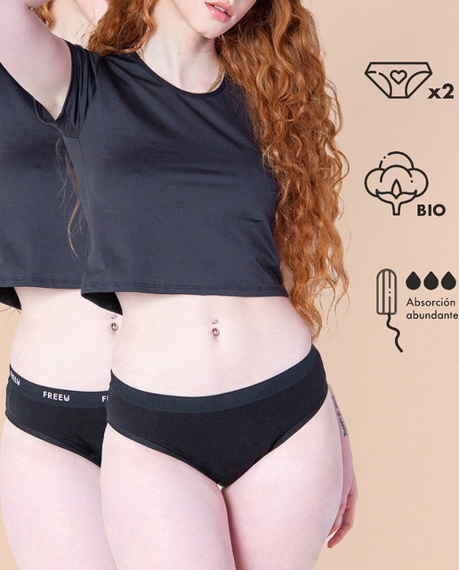 Imagen 0 de Pack 2 bragas menstruales logo flujo abundante
