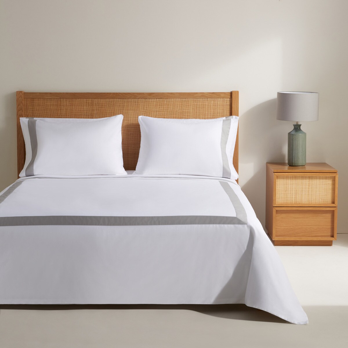 Ensemble housse de couette en satin de 300 fils, avec bandes de différente